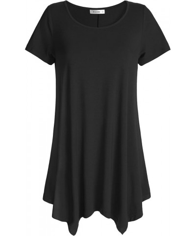 Women's Short Sleeves Tunic Shirt Loose Fit Leggings Top Black $10.75 Tops