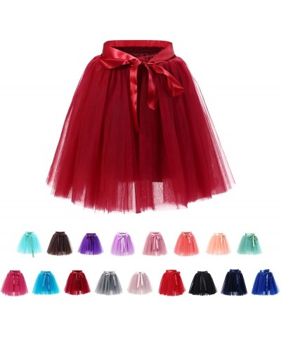 Babyonline Womens 6 Layers Tulle Tutu Skirt Underskirt Wedding Skirt Burgundy $11.75 Skirts