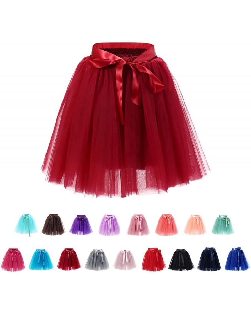 Babyonline Womens 6 Layers Tulle Tutu Skirt Underskirt Wedding Skirt Burgundy $11.75 Skirts