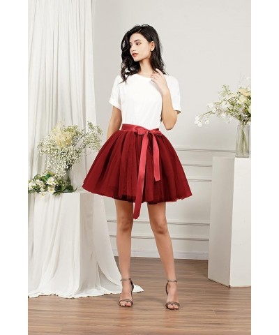 Babyonline Womens 6 Layers Tulle Tutu Skirt Underskirt Wedding Skirt Burgundy $11.75 Skirts