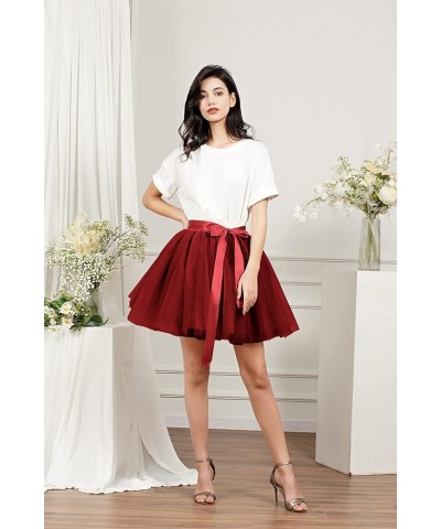 Babyonline Womens 6 Layers Tulle Tutu Skirt Underskirt Wedding Skirt Burgundy $11.75 Skirts