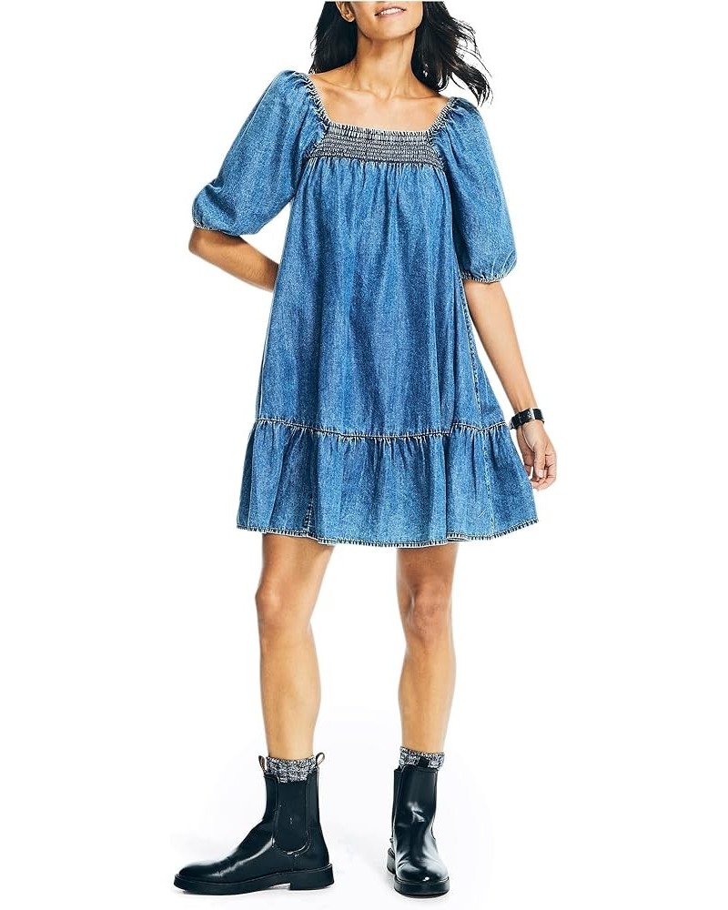 Women's Sustainably Crafted Square-Neck Dress Aquatic Blue Wash $18.45 Dresses