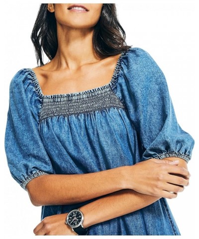 Women's Sustainably Crafted Square-Neck Dress Aquatic Blue Wash $18.45 Dresses