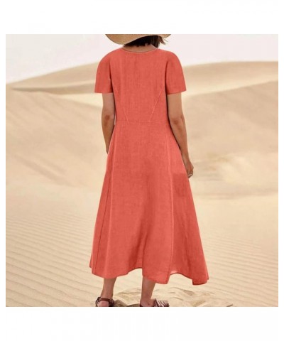 Maxi Dress for Women Trendy 2023 Cotton Linen Vintage Dress Crewneck Loose Summer Dress Plus Size Casual Solid Dress Dress fo...