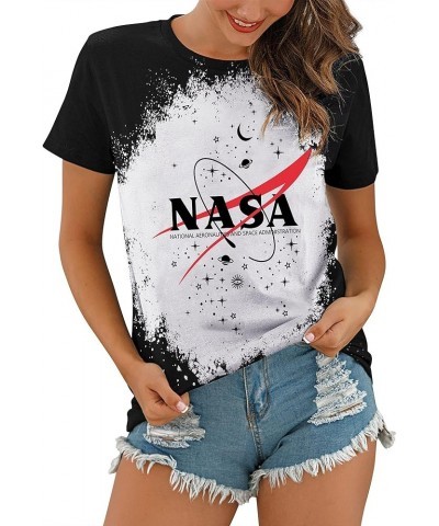 Women Short Sleeve NASA Letter Print T-Shirts Casual Graphic Tee Tops A2-white $13.49 T-Shirts