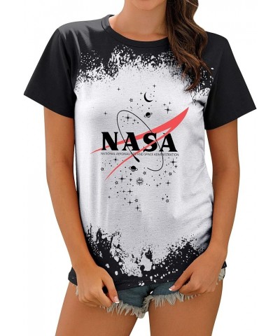 Women Short Sleeve NASA Letter Print T-Shirts Casual Graphic Tee Tops A2-white $13.49 T-Shirts