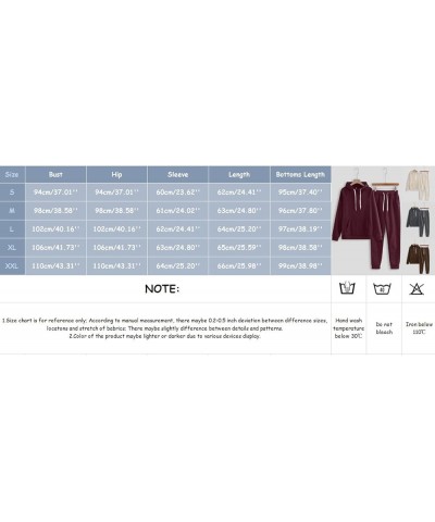 Classic Solid Two Piece Workout Sweatsuits for Women Drawstring Long Sleeve Hoodie Pullover Top and Jogger Pants Sets Wine Re...