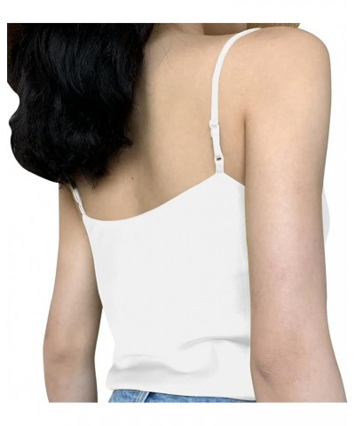 Basic Women's Silk Tank Top Ladies V-Neck Camisole Silky Loose Sleeveless Blouse Satin Tank Shirt Cowl Neck-white $14.57 Tanks