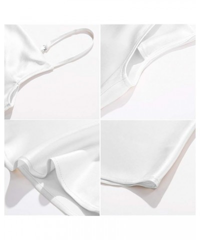 Basic Women's Silk Tank Top Ladies V-Neck Camisole Silky Loose Sleeveless Blouse Satin Tank Shirt Cowl Neck-white $14.57 Tanks