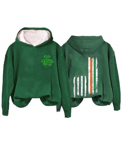 St Patricks Day Sweatshirt for Women American Flag Graphic Hoodies Green Shamrock Top Clover Long Sleeve Crewneck Sweatshirts...