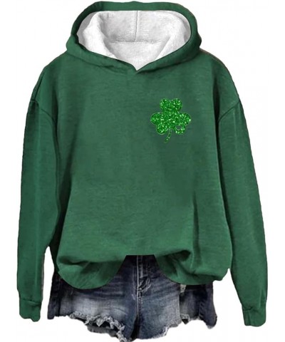 St Patricks Day Sweatshirt for Women American Flag Graphic Hoodies Green Shamrock Top Clover Long Sleeve Crewneck Sweatshirts...