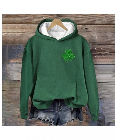 St Patricks Day Sweatshirt for Women American Flag Graphic Hoodies Green Shamrock Top Clover Long Sleeve Crewneck Sweatshirts...