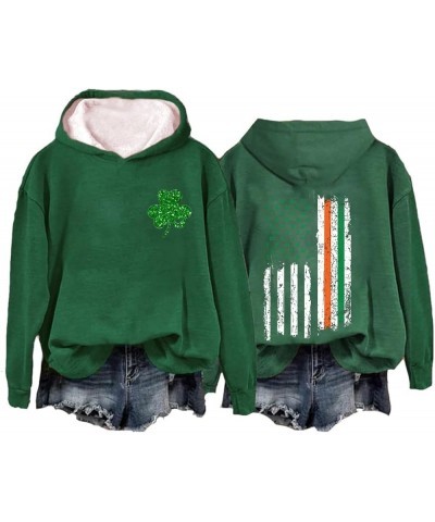 St Patricks Day Sweatshirt for Women American Flag Graphic Hoodies Green Shamrock Top Clover Long Sleeve Crewneck Sweatshirts...