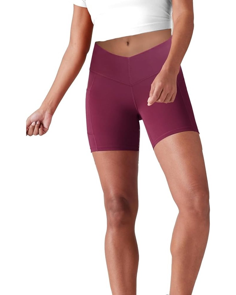 Biker Shorts for Women with Pockets High Waisted Yoga Pants 8 V-Waist Shorts 5" W/ Pockets Magenta $8.20 Activewear