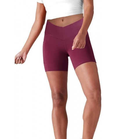 Biker Shorts for Women with Pockets High Waisted Yoga Pants 8 V-Waist Shorts 5" W/ Pockets Magenta $8.20 Activewear