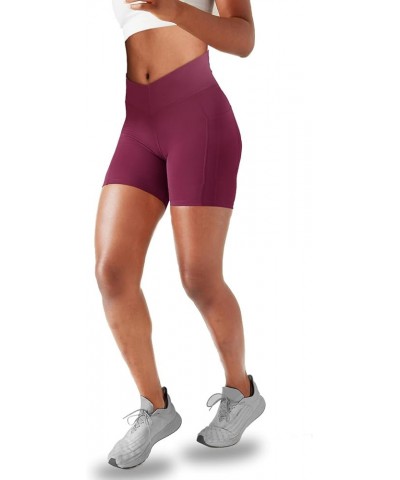 Biker Shorts for Women with Pockets High Waisted Yoga Pants 8 V-Waist Shorts 5" W/ Pockets Magenta $8.20 Activewear