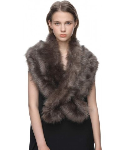 Extra Large Women's Faux Fur Collar for Winter Coat Deep Khaki $12.42 Coats