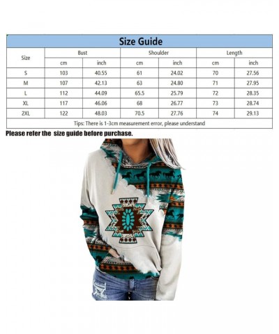 Women's Western Ethnic Style Print Aztec Hoodie Pullover Cowgirl Rhombus Printed Hooded Sweatshirt Brown $17.50 Hoodies & Swe...