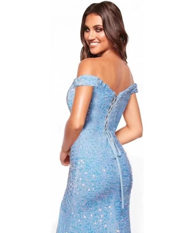 Sparkly Off Shoulder Prom Dresses Long with High Slit Mermaid Sequin Dress for Women Wedding Party Formal Gowns Red $40.63 Dr...