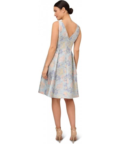 Women's Pearl Trim Jacquard Dress Blue Multi $61.19 Dresses