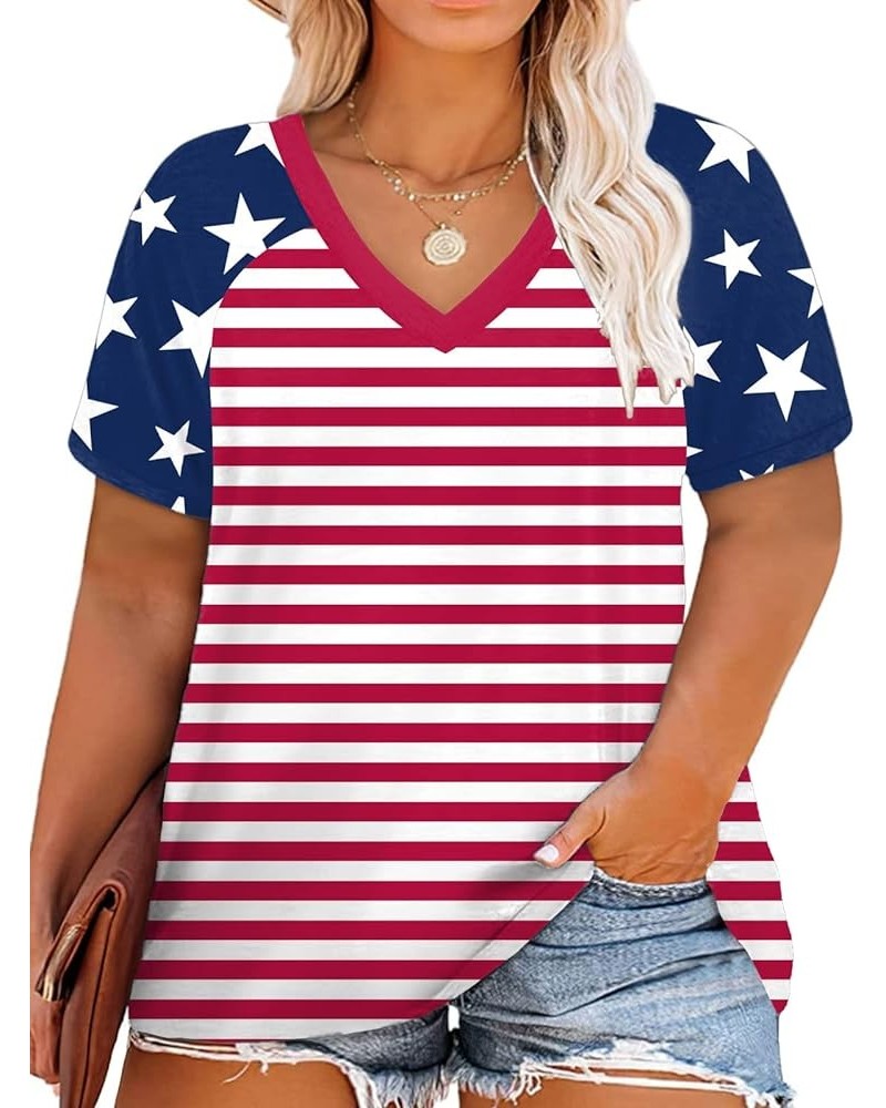 Plus-Size Tops for Women Short Sleeve Color Block Casual T-Shirts Tunics 00_dl23 $10.25 Tops