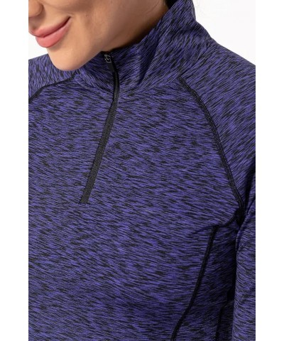 Womens Quarter Zip Long Sleeve Workout Tops 1/4 Zip Running Pullover Marled Purple $14.24 Jackets