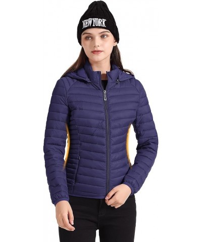 Women's Lightweight Packable Detachable Hooded Puffer Jacket Coat Navy $23.21 Jackets