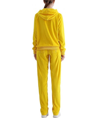 Tracksuit for Women Set 2 Piece Joggers Velour Jogging Sweat Outfits Hoodie and Sweatpants Set Yellow $19.78 Activewear