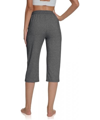 Women's Comfy Drawstring Yoga Capri Pants Loose Workout Sweatpants Wide Leg Lounge Pants with Pockets Grey Heather $13.77 Pants