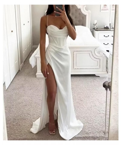 Mermaid Wedding Guest Dresses for Women Corset Cocktail Dresses Long Pleated Prom Dress with Slit Burgundy $38.24 Dresses