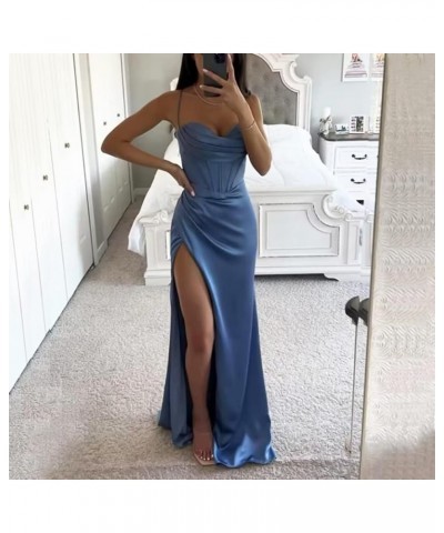 Mermaid Wedding Guest Dresses for Women Corset Cocktail Dresses Long Pleated Prom Dress with Slit Burgundy $38.24 Dresses