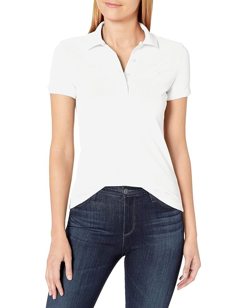 Women's Legacy Short Sleeve Slim Fit Stretch Pique Polo Shirt Deep White $32.44 Activewear