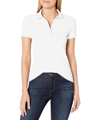 Women's Legacy Short Sleeve Slim Fit Stretch Pique Polo Shirt Deep White $32.44 Activewear