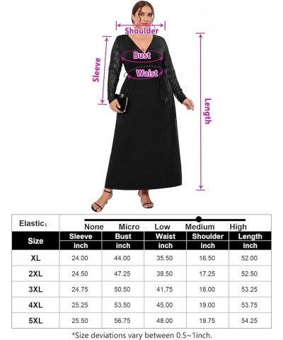 Plus Size Summer Dress for Curvy Women Wrap V Neck Wedding Guest Dress Formal Lace Short Sleeve Maxi Dress Black-long Sleeve ...