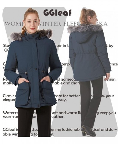 Women's Winter Thicken Jacket Quilted Coat Puffer Parka with Faux Fur Trim Hood Navy(fleece Inner) $22.05 Jackets