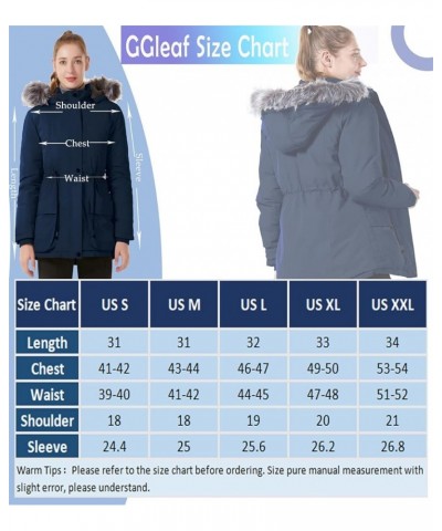 Women's Winter Thicken Jacket Quilted Coat Puffer Parka with Faux Fur Trim Hood Navy(fleece Inner) $22.05 Jackets