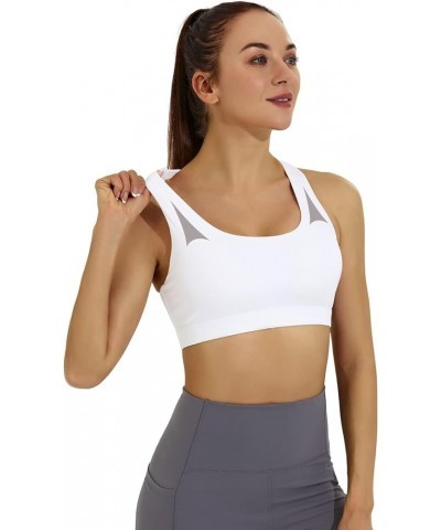 Racerback Sports Bra for Women, Workout Bra with Removable Pad Medium Support Crisscross Yoga Gym Top White $14.30 Lingerie