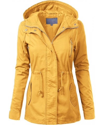 Women's Lightweight Military Safari Anorak Utility Junior Fit Hoodie Jacket Light Mustard (Junior Fit) $23.96 Jackets