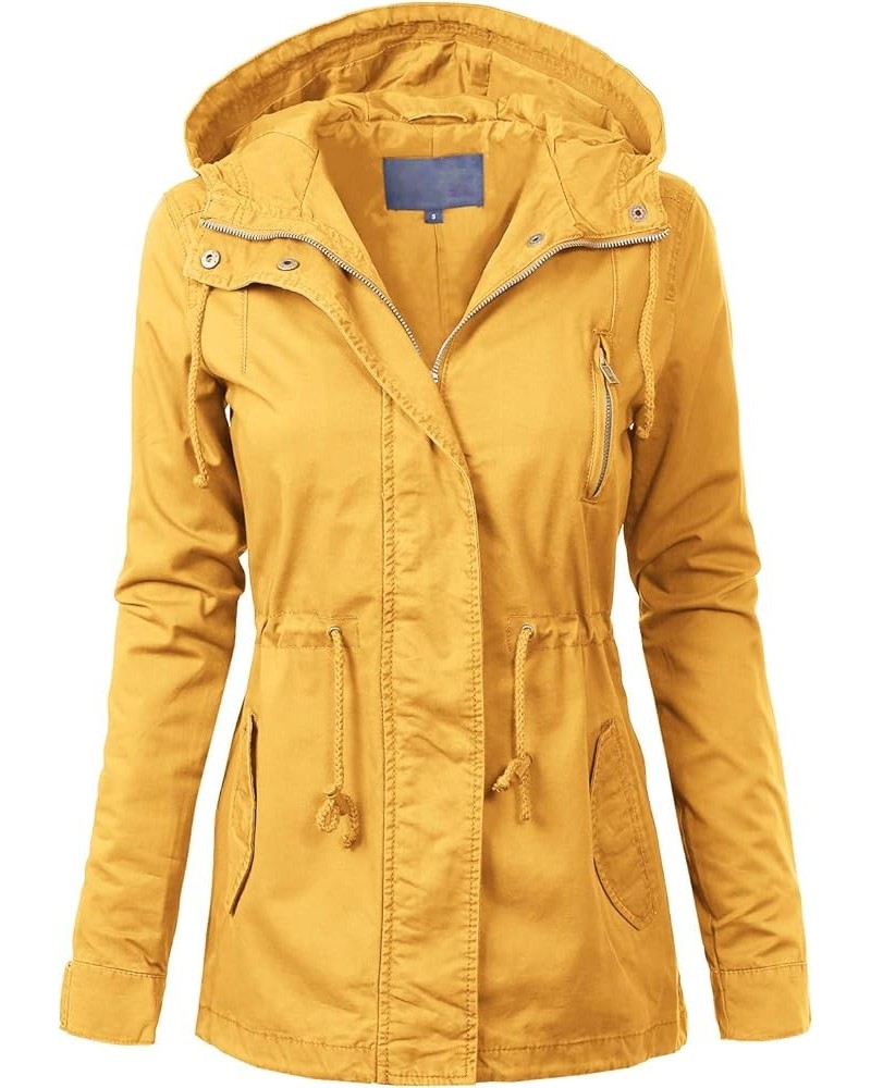 Women's Lightweight Military Safari Anorak Utility Junior Fit Hoodie Jacket Light Mustard (Junior Fit) $23.96 Jackets