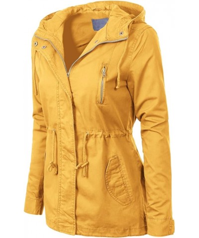 Women's Lightweight Military Safari Anorak Utility Junior Fit Hoodie Jacket Light Mustard (Junior Fit) $23.96 Jackets