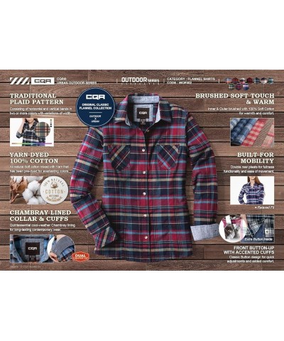 Women's Plaid Flannel Shirt Long Sleeve, All-Cotton Soft Brushed Casual Button Down Shirts Flannel Plaid Shirts Heritage Red ...