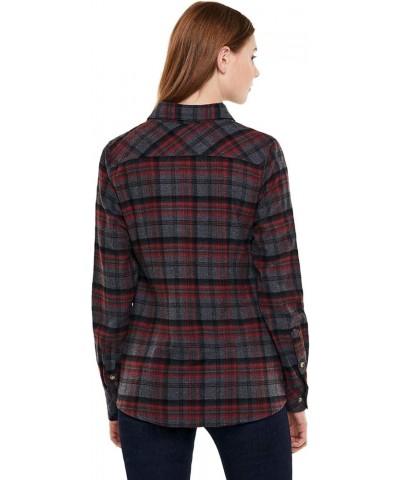 Women's Plaid Flannel Shirt Long Sleeve, All-Cotton Soft Brushed Casual Button Down Shirts Flannel Plaid Shirts Heritage Red ...