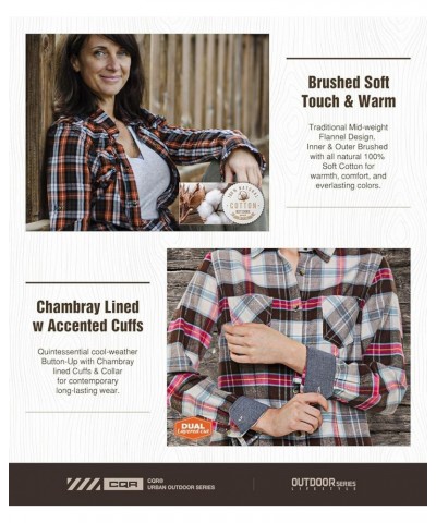 Women's Plaid Flannel Shirt Long Sleeve, All-Cotton Soft Brushed Casual Button Down Shirts Flannel Plaid Shirts Heritage Red ...