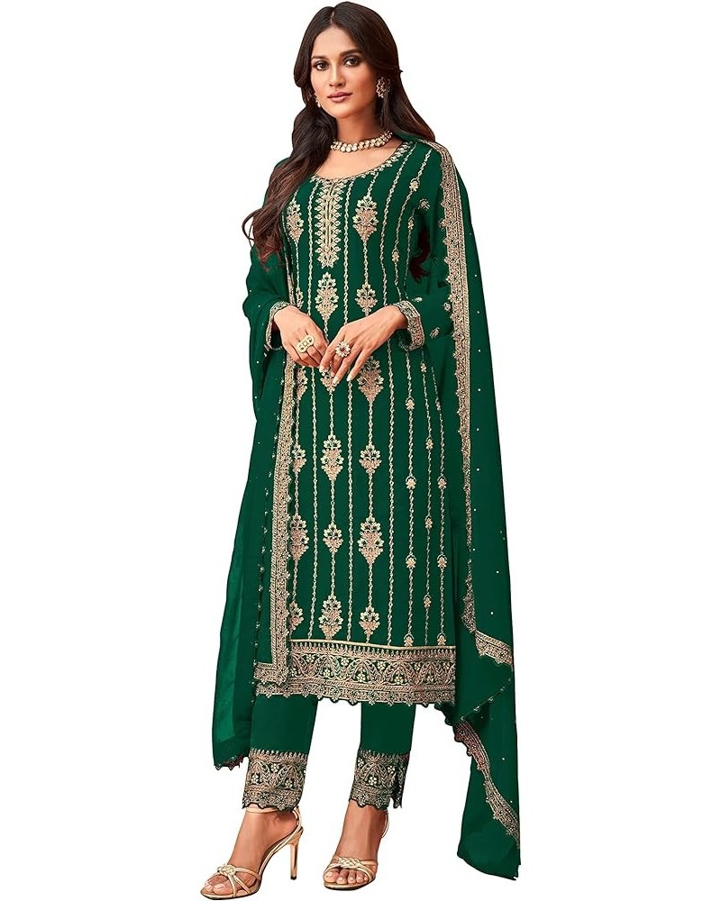 Prija Collection Ready to Wear Indian Pakistani Ethnic Wear Designer Straight Salwar Kameez Pant Suit for Womens Green $31.57...