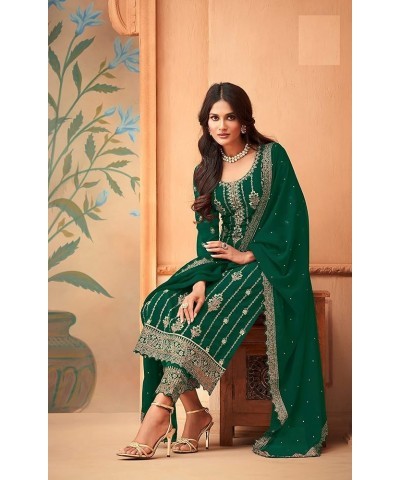 Prija Collection Ready to Wear Indian Pakistani Ethnic Wear Designer Straight Salwar Kameez Pant Suit for Womens Green $31.57...