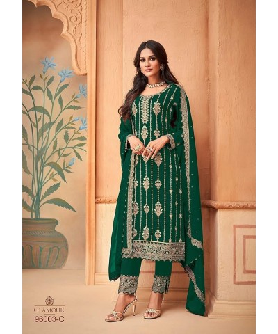 Prija Collection Ready to Wear Indian Pakistani Ethnic Wear Designer Straight Salwar Kameez Pant Suit for Womens Green $31.57...