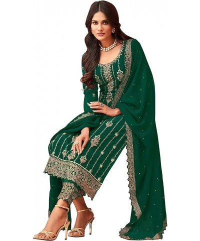 Prija Collection Ready to Wear Indian Pakistani Ethnic Wear Designer Straight Salwar Kameez Pant Suit for Womens Green $31.57...