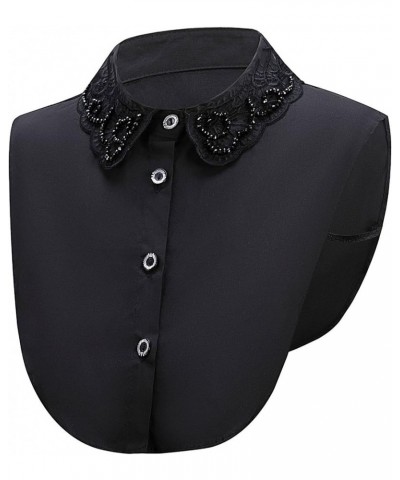 Womens Half-Shirt Dickey Collar, Detachable Fake Collars Beadedblack $9.00 Tops