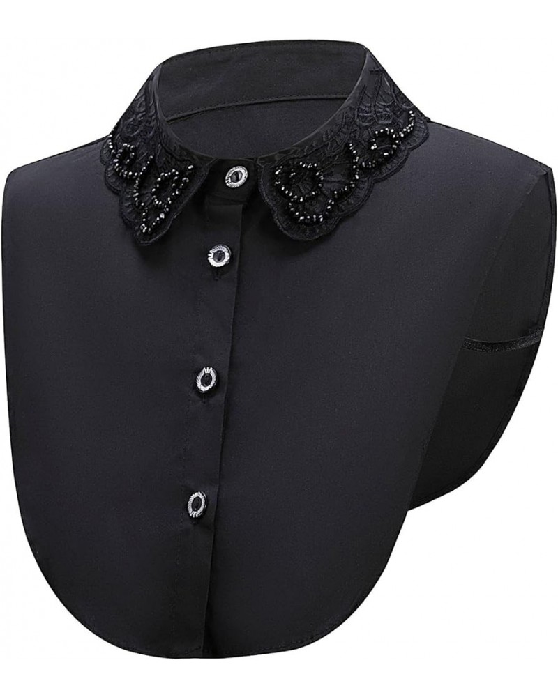 Womens Half-Shirt Dickey Collar, Detachable Fake Collars Beadedblack $9.00 Tops