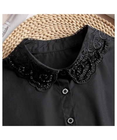 Womens Half-Shirt Dickey Collar, Detachable Fake Collars Beadedblack $9.00 Tops